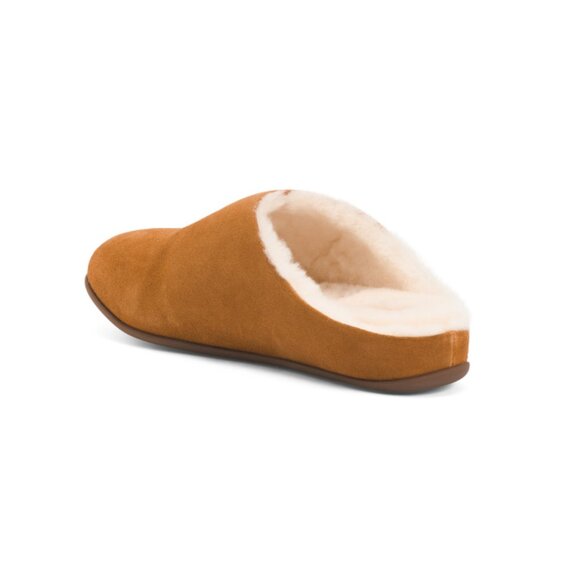 FITFLOP Tan Suede Chrissie Shearling Slippers - Picture 2 of 2